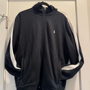 Polo by Ralph Lauren Men's Black and White Fleece Zip Up.